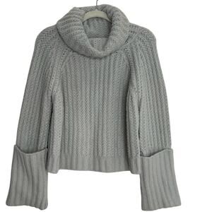 Jason Wu turtleneck sweater light gray chunky knit crop medium boxy oversized